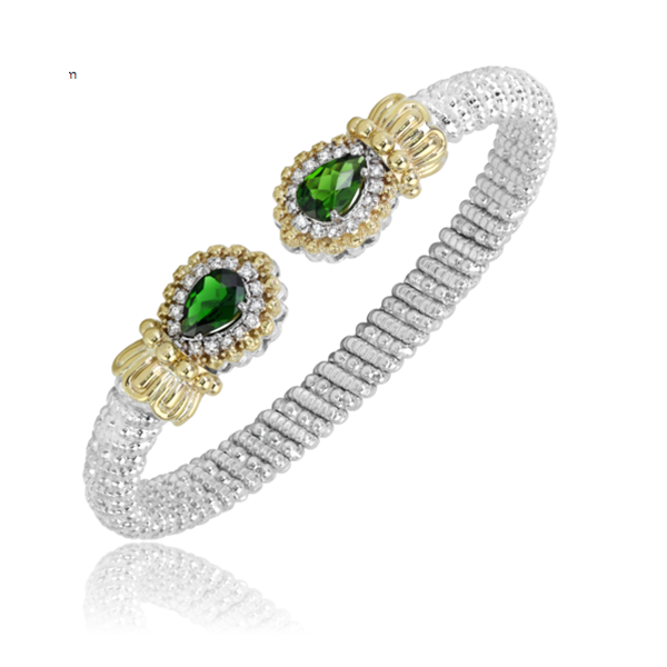 Sterling Silver and 14 kt Yellow Gold Bracelet  by Alwand Vahan with Chrome Diopside