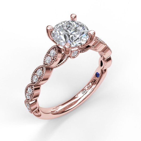 Rose Gold Vintage Inspired Engagement Ring with Matching Band Available