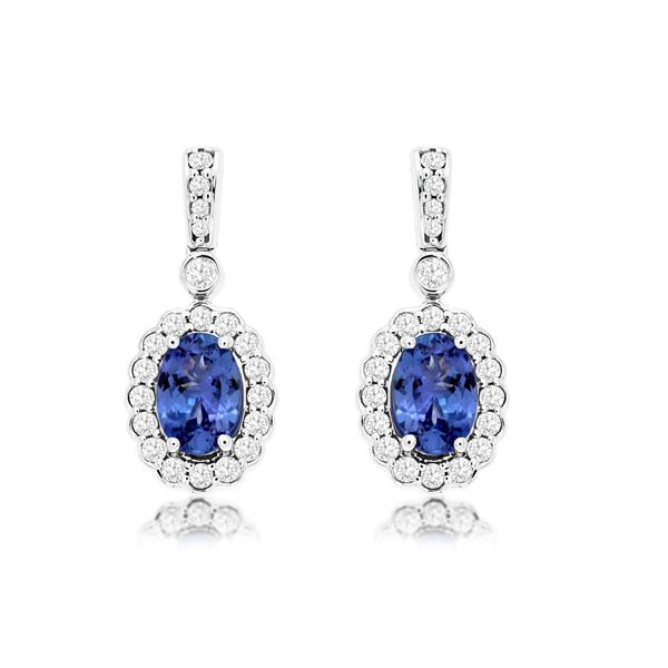 Tanzanite gemstones surrounded by beautiful diamonds! You cannot get more stunning than these earrings.  Set in 14 kt white g