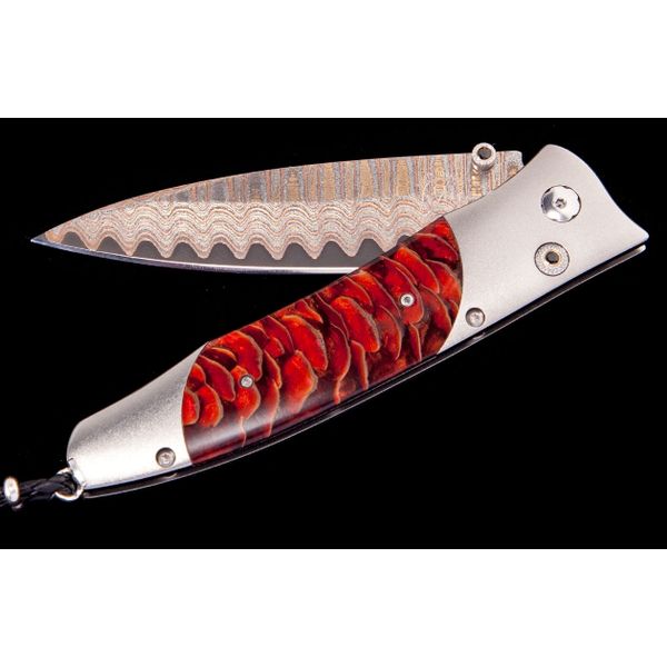Willim Henry pocket knife with petrified pine cone handle