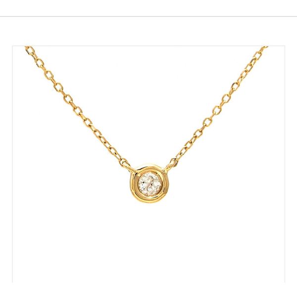 14 kt Yellow Gold Fashion Round Bezel Diamond Necklace