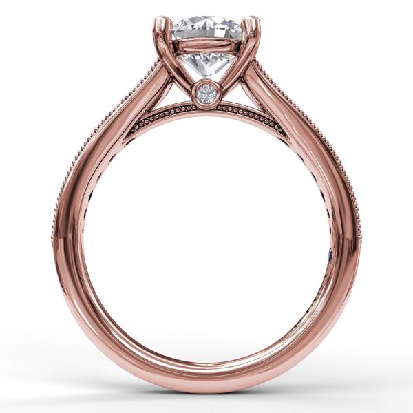  Rose  Gold  Classic Diamond Engagement Ring with Detailed Milgrain Band