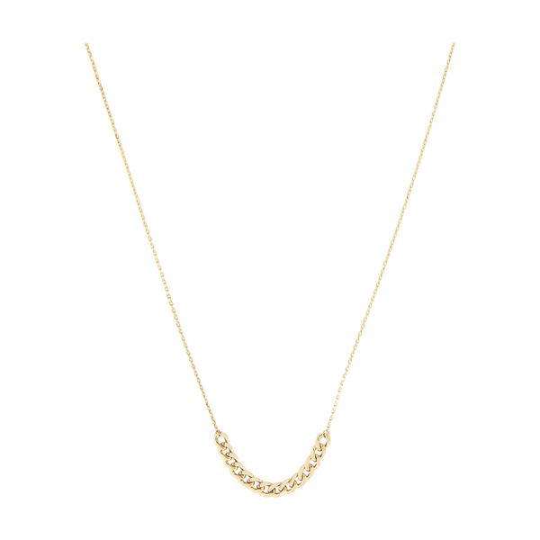  14k yellow gold 4mm curb chain on diamond cut cable. This necklace is 18