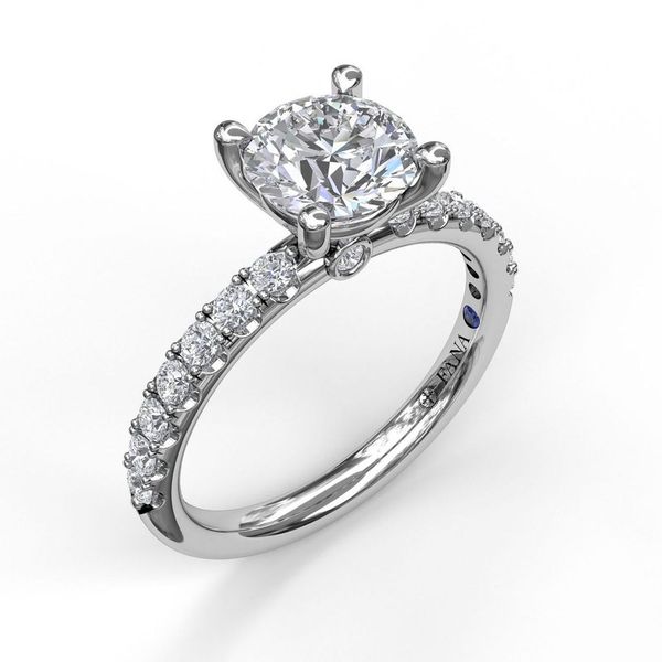 White Gold Classic Round Diamond Engagement Ring with Matching Wedding Band Available 