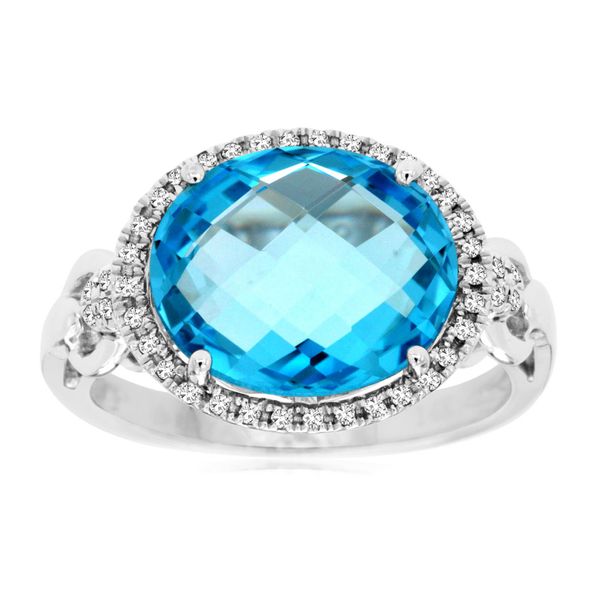 Talk about out of this world! This blue topaz ring is spectacular.  This 14 kt white gold ting features a beautiful 5.50  car