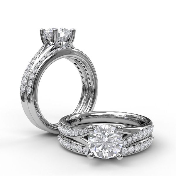 White Gold Designer Split Band Engagement Ring