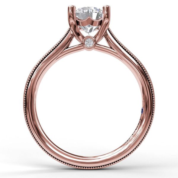 Rose Gold Round Cut Solitaire With Milgrain-Edged Band