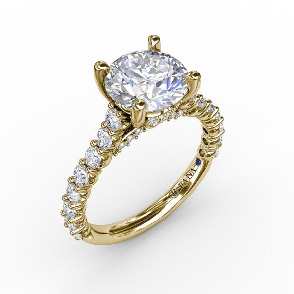 Yellow  Gold Hidden Halo Engagement Ring with Matching Band Available