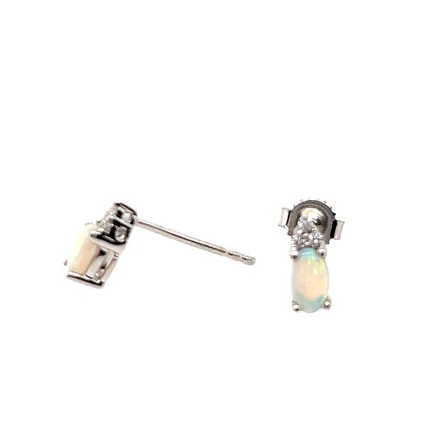 10 kt White Gold Opal and Diamond Earrings 