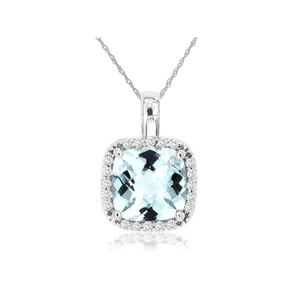 You don't have to be born in March to wear aquamarine. It's a favorite of everyone.  This lovely 1.85 carat cushion cut aquam