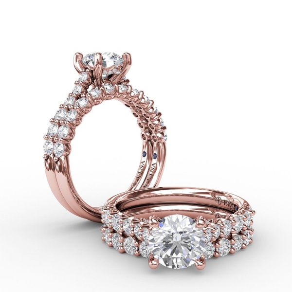 Rose Gold Contemporary Diamond Solitaire Engagement Ring With Hidden Halo
