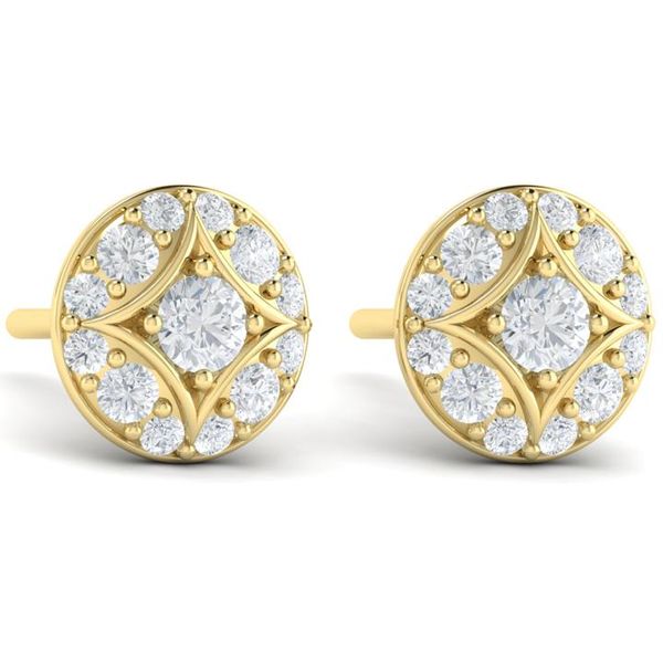 We love the classy yet updated look of these diamond stud earrings by Vdora!  These 14 kt yellow gold studs are round with a 