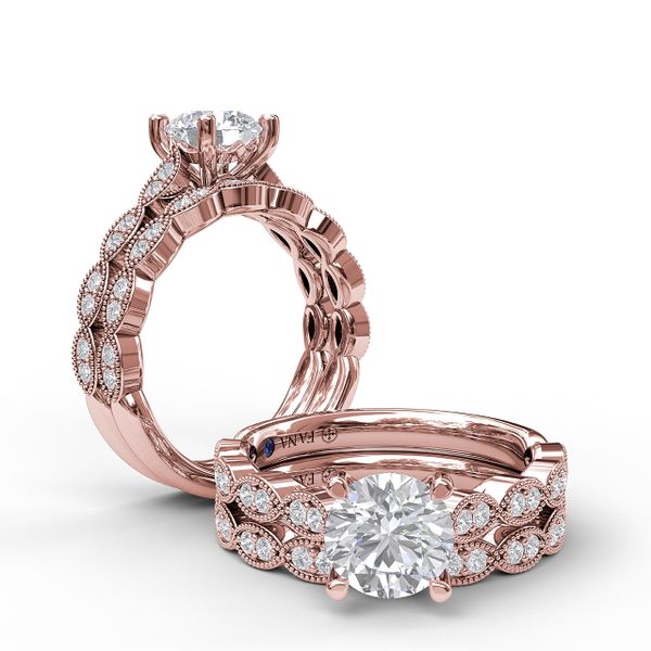 Rose Gold Vintage Inspired Engagement Ring with Matching Band Available