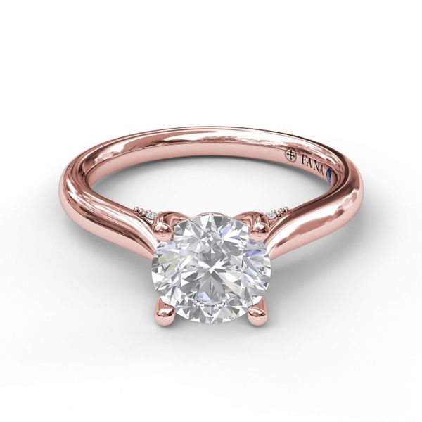 Rose Gold Round Cut Solitaire With Decorated Bridge