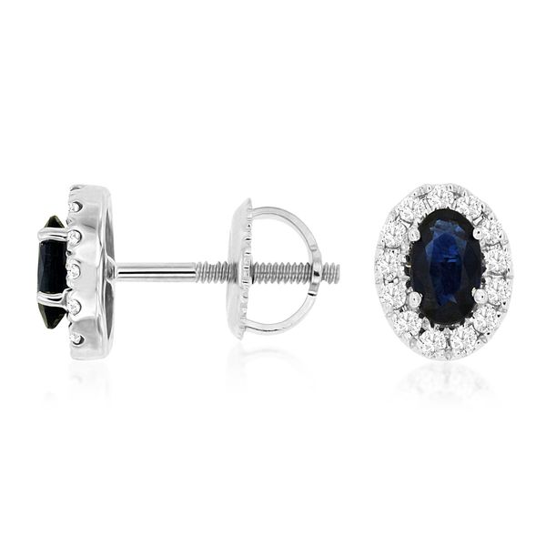 These are for all of the ladies of September or anyone that loves a beautiful dark blue sapphire stone. These 14 kt white gol