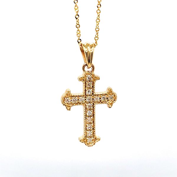 14 kt Yellow Gold Diamond Cross Necklace