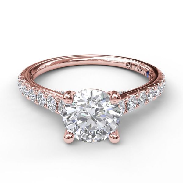 Rose Gold Delicate Classic Engagement Ring with Delicate Side Detail