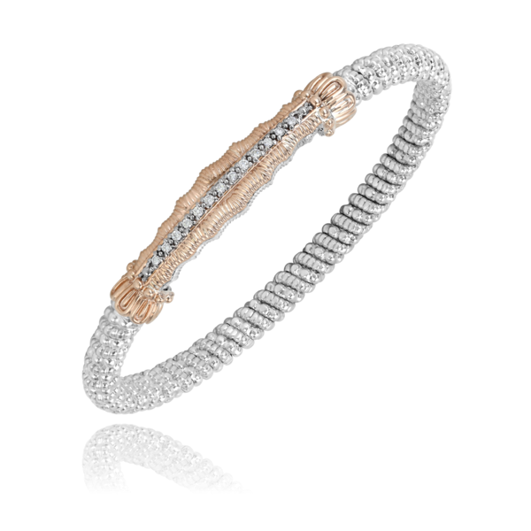 Sterling Silver and 14 kt Yellow Gold Diamond Bar Bracelet by Vahan
