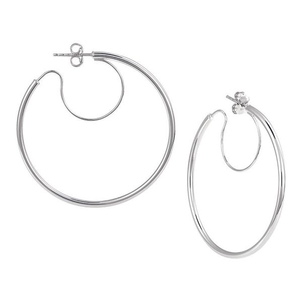 14k white gold 40mm (medium ) hoop earring with support wire and post. For further details on this product, inquire on this w