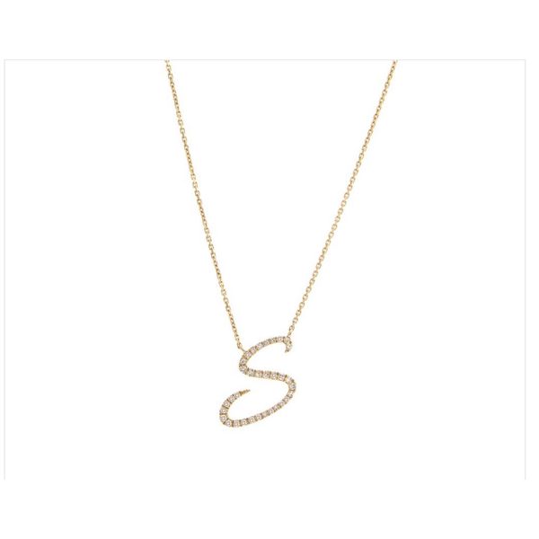 14 kt Yellow Gold Diamond Initial Necklace