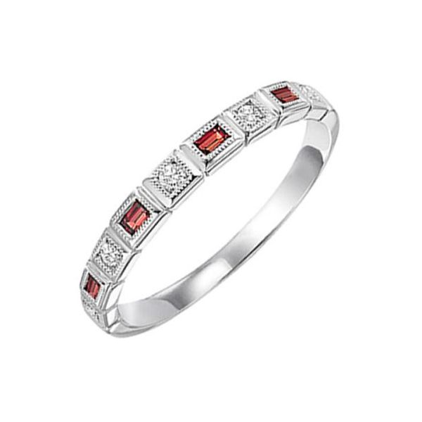 Our beautiful 14K White Gold Stackable Bezel Garnet Band (1/12 ct. tw.) is the perfect jewelry choice for you or your loved o
