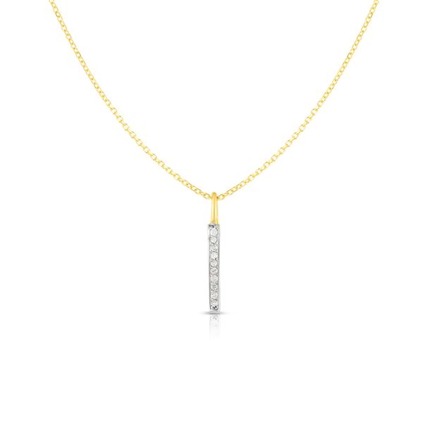 Petite Yellow Gold Diamond Bar Pendant Necklace 