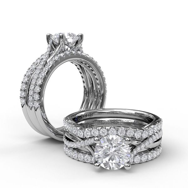 White Gold Alternating Diamond Twist Engagement Ring