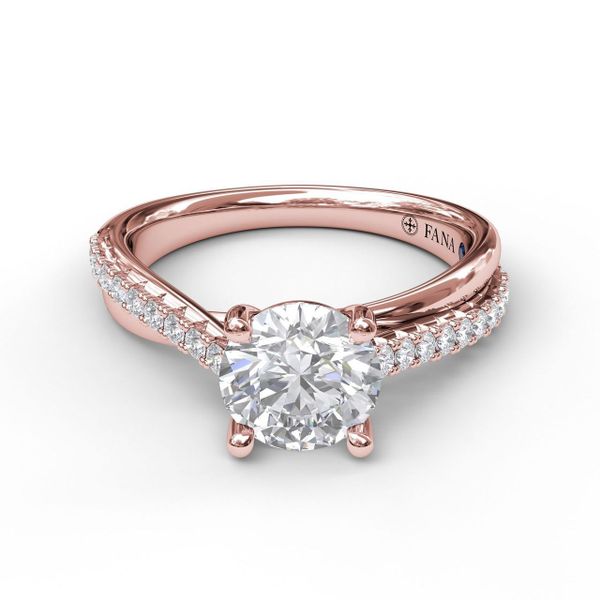 Rose Gold Round Cut Solitaire With Criss Cross Band