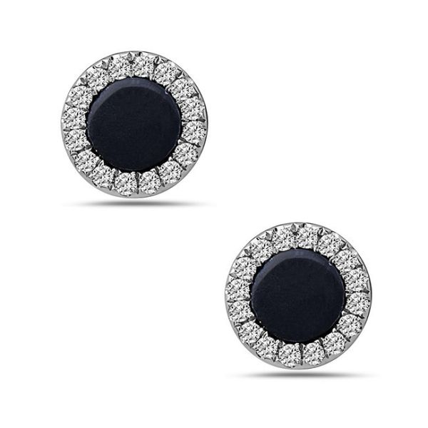 Such a fun pair of earrings to add to your jewelry collection!! These 14 kt white gold round black onyx earrings (approx .12 