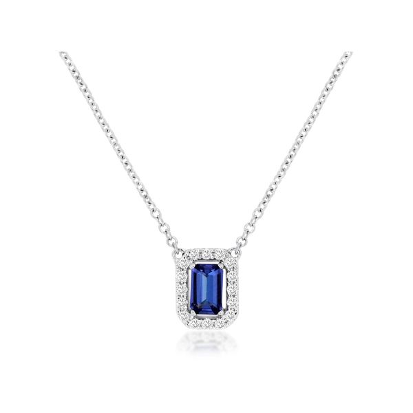 This necklace is absolutely STUNNING!!   Set in 14 kt white gold on an 18 inch chain, this .32 carat emerald-shaped tanzanite