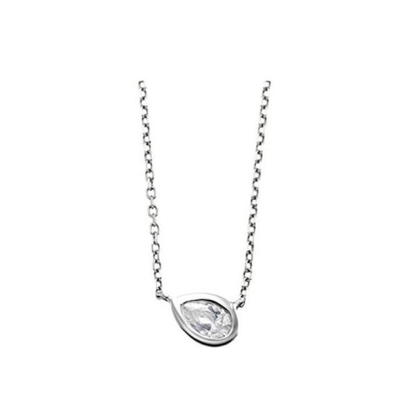 14KT White Gold & Pear-shaped Bezel Set Diamond Stunning Necklace . This pendant is 0.25 carat total diamond weight.  The pen