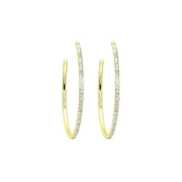 These lightweight, ultra-slim 14k brightly polished diamond c-hoop earrings are perfect for any occasion, suitable in size, a