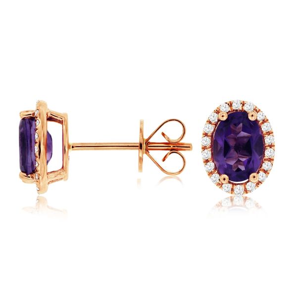 Purple Passion!!  These 14 kt rose gold 1.40 total gem weight amethyst stud earrings are gorgeous. These lovely earrings feat