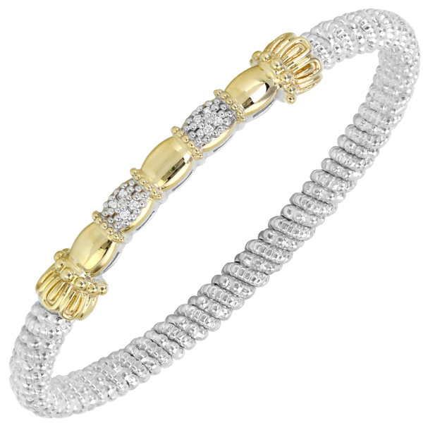 Sterling silver and 14 kt yellow gold bracelet with diamonds by Vahan