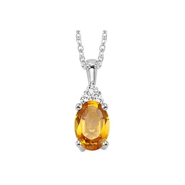 The perfect gift for that October birthday!! This 10kt white gold  .55 carat  Citrine & .03 total diamond weight necklace is 