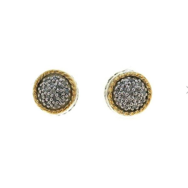 Our Sterling Silver 18k solid Gold round pave diamond stud earrings, handcrafted in Bali by Samuel B  skilled artisans. From 