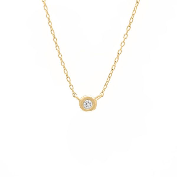 14 kt Yellow Gold Petite Diamond Bezel Necklace