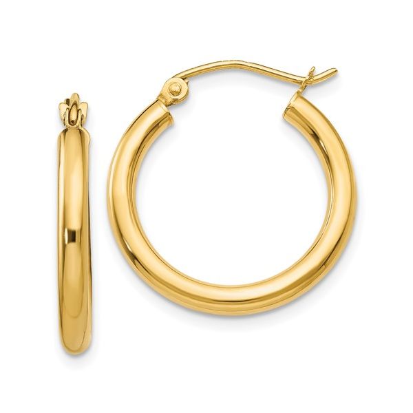   14KT Yellow Gold 2.5mm Hoop Earrings  Parris Jewelers Hattiesburg, MS