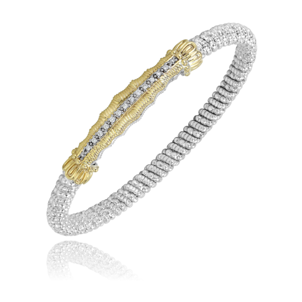 14 kt Yellow Gold and Sterling Silver Diamond Bar Bracelet by Alwand Vahan 