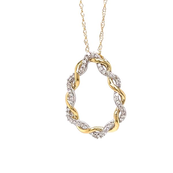 14 kt Two-Tone Pear Shaped Woven Twist Diamond Necklace
