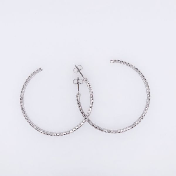 White Crystal Hoop Earrings 