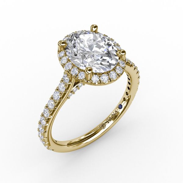 Yellow Gold Oval Halo Engagement Ring 