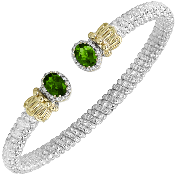 Sterling silver and 14 kt yellow gold bracelet with diamonds and colored gemstone  by Vahan