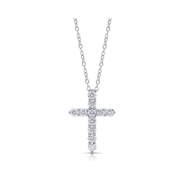 14 kt White Gold Diamond Cross Necklace