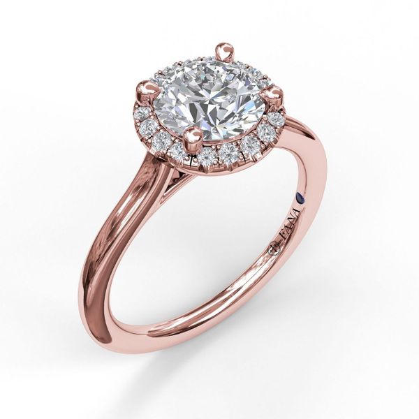 Rose Gold Classic Round Halo Engagement Ring