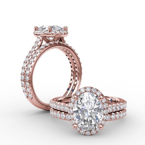 Rose Gold Oval Halo Engagement Ring 