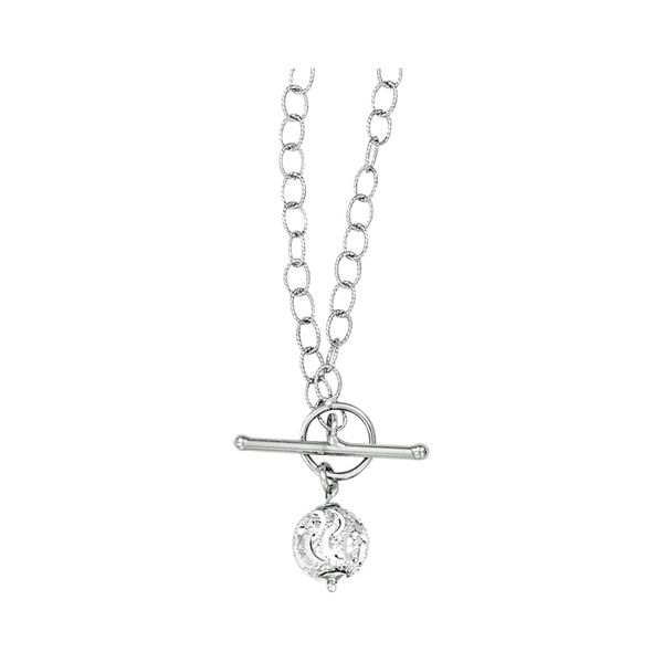 TOP SELLER!! Sterling silver textured circles with diamond cut bead drop toggle necklace. This necklace is 18
