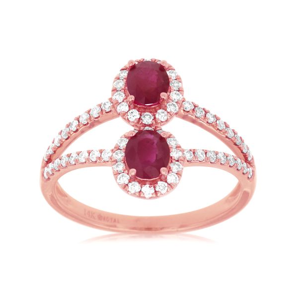 14 kt Rose Gold Ruby and Diamond Ring