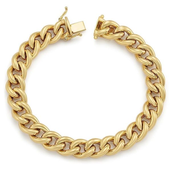 7.5" 14KT Yellow Gold Hollow Curb Bracelet  Peran & Scannell Jewelers Houston, TX