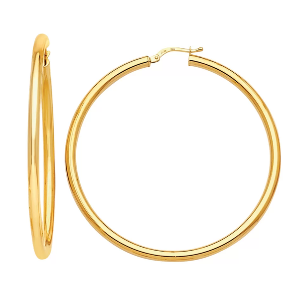 14K Yellow Gold Hoop Earrings Peran & Scannell Jewelers Houston, TX